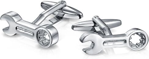 Construction Worker Mechanics Tools Socket Wrench Solid Shirt Cufflinks For Men Silver Tone Stainless Steel Hinge Bullet Back in Saudi Arabia