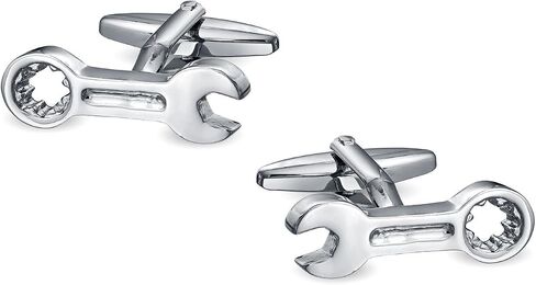 Construction Worker Mechanics Tools Socket Wrench Solid Shirt Cufflinks For Men Silver Tone Stainless Steel Hinge Bullet Back in Saudi Arabia