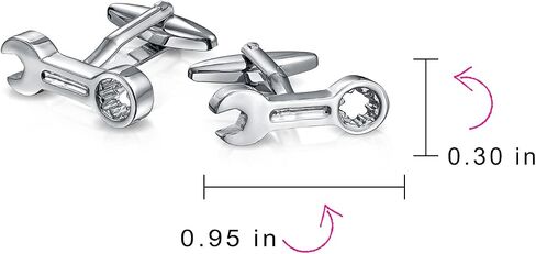 Construction Worker Mechanics Tools Socket Wrench Solid Shirt Cufflinks For Men Silver Tone Stainless Steel Hinge Bullet Back in Saudi Arabia