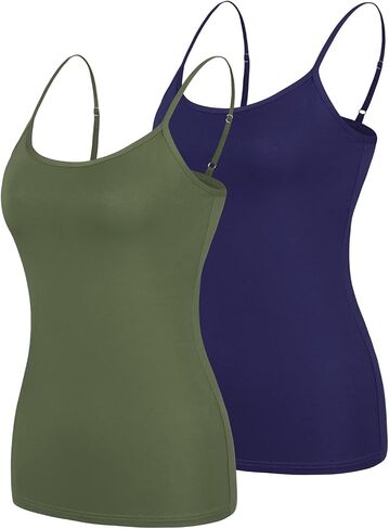 قميص قصير للنساء بحمالات سباغيتي بدون أكمام، قمصان داخلية كامي أساسية، قمصان يوجا قابلة للتعديل، 4 قطع in Kuwait