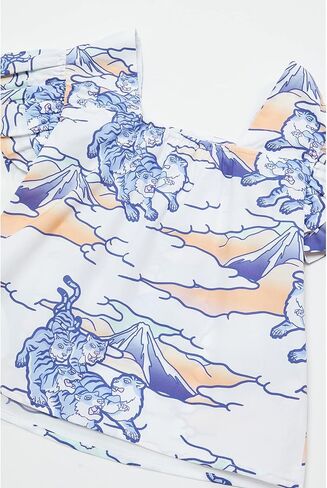 Kenzo Girl's Poplin Shirt with All Over Print (Little Kids) White 5A (5 Little Kid) in Kuwait