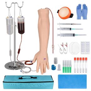 Intravenous Practice Arm Kit for Nursing Student，Phlebotomy Practice Kit with Portable Case（Education Use Only）