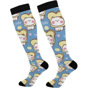 Cute Panda Compression Socks for Women and Men Circulation Love Hearts Long Socks for Athletic Running 1
