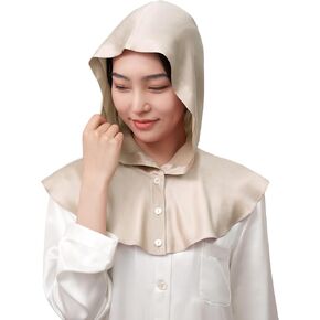 LilySilk 100% Silk Bonnet for Women 22MM Silk Night Cap with Buttons Neck Long Sleep Cap Ruffle for Care & Decoration