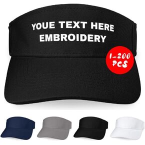 Custom Visor Hat Embroidered Add Your Name Text Sun Sports Cap for Men Women