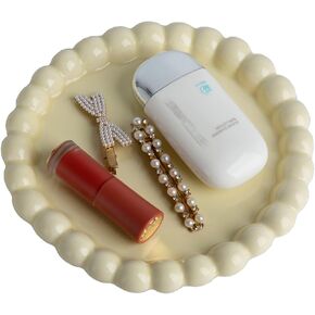 Ceramic Jewelry Tray,Perfume Trinket Dish,Ring Key Bowl Vanity Cute Room Decor Aesthetic, Birthday Mother's Day Warm House Thanksgiving Day for Women(7.6 Inch White)