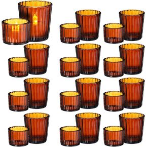 Nuenen 24 قطعة حامل شموع ضوء الشاي الزجاجي مجموعة نذرية عتيقة لتزيين حفلات الزفاف البوهيمية قطع مركزية لطاولة العشاء (ذهبي) in Kuwait