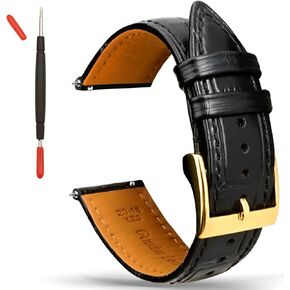Leather Watch Bands Quick Release Replacement Watch Straps with Alligator/Croco Pattern for Wristband Man Women (16mm, 18mm, 20mm, 21mm, 22mm, 24mm)