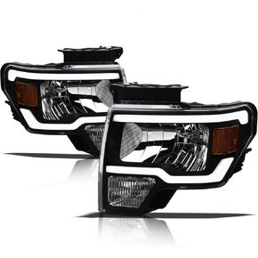 Alpha Owls 8711521 Projector Headlights With Switchback Sequential LED Bar & Startup Light - Chrome Amber Fits 2009-2014 Ford F150 Halogen Models