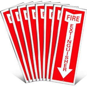 8 Pack Fire Extinguisher Sign Fire Sign Rust Free Aluminum Reflective Signs 4 x12 Inch Laminated for Ultimate UV, Weather, Scratch, Water and Fade Resistance, Indoor and Outdoor