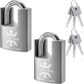 21/40-4P High Security Stainless Steel Shrouded Padlock with Key for Both Indoor and Outdoor use (SUS304 Stainless Steel, Heavy Duty, Anti-Rust) (1-9/16 in. (40mm), Keyed Alike - 4 Pack)