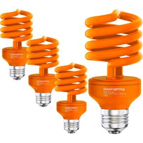 SLEEKLIGHTING 23 Watt T2 RED Light Spiral CFL Light Bulb, General Purpose - UL Approved- 120V, E26 Medium Base- Indoors/Outdoor Energy Saver (Pack of 4)