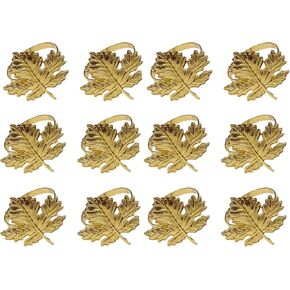 6 Pcs Maple Leaves Napkin Ring, Fall Metal Napkin Ring Holder Maple Leaves Serviette Buckle Holder Autumn Leaf Napkin Buckle for Harvest Season Thanksgiving Fall Decoration (Orange- 6pcs)