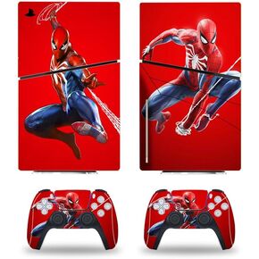 PS5 Digital Edition Console Controllers Cover Super Hero Skin Decals Sticker Compatible with PS5 Digital Console Red Spider