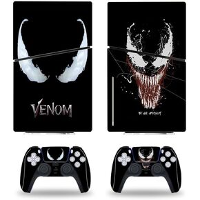 Console Decal Skin Hero Alien Monster Vinyl Sticker Compatible with PS5 Slim Disk Console Controllers Wrap Skin