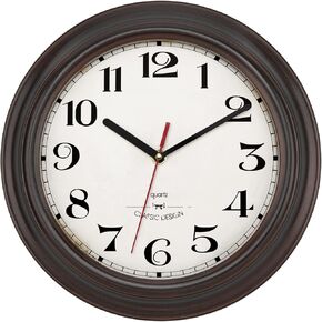 Lumuasky Vintage Brown Wall Clock 12 Inch Silent Non Ticking Quality Quartz Battery Operated Round Decorative Easy to Read for Home Kitchen Living Dining Room Bedroom Office Classroom School