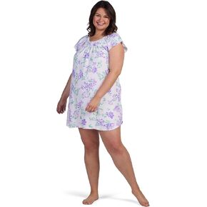 Miss Elaine Short Cottonessa Nightgown, Short Sleeves and Beautiful Pattern Gown, Sleepwear & Loungewear
