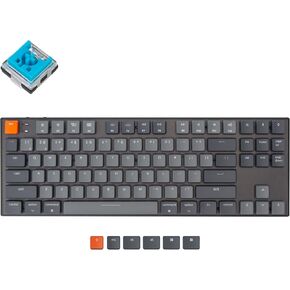 Keychron K1 Tenkeyless Layout Ultra-Slim Hot-swappable Wireless Bluetooth/Wired USB Mechanical Keyboard for Mac Windows with Low-Profile Optical Blue Switch White LED Backlit - Version 5