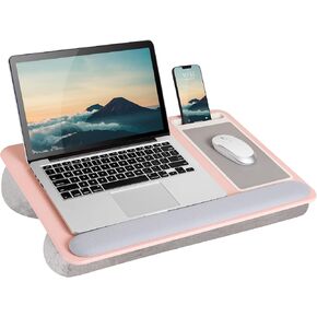 LAPGEAR Home Office Lap Desk with Device Ledge, Mouse Pad, and Phone Holder - Oak Woodgrain - Fits up to 15.6 Inch Laptops - Style No. 91589