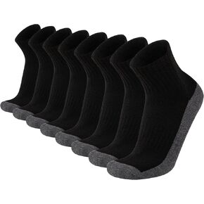 Heatuff Mens Cushioned Ankle Socks, Comfort Athletic Running Casual Quarter Socks (8 pairs)