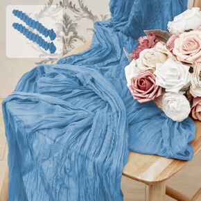 2 Pack 10 Ft Cheesecloth Table Runner Baby Blue Gauze Long Table Runners Boho Gauze Cheese Cloth Table Runner Rustic Sheer Runner for Wedding Party Table Decor ( 35 x 120 Inch )