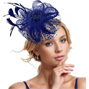 Fascinators Hat for Women Girls Tea Party, Mesh Flower Feather Kentucky Derby Hats for Cocktail Party Tea Wedding