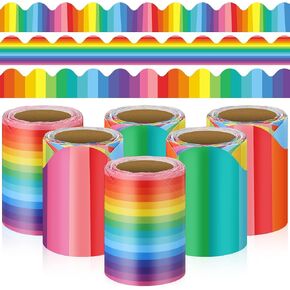 Yexiya 6 Rolls 196.8ft African American Bulletin Board Border Bulk Black History Month Decorations Kente Cloth Border Trim Paper Celebration Decorative for Classroom School Door Windows Wall