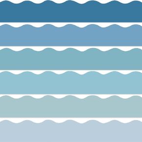 Whaline 69Ft Blue Bulletin Border Stickers 6 Sea Blue Color Classroom Scalloped Trim Border Self-Adhesive Boho Die-Cut Board Borders for Back to School Chalkboard School DIY Supplies, 60Pcs