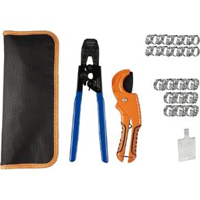 أداة تجعيد المشبك EFIELD Pex Cinch لأحجام المشابك: 3/8 بوصة إلى 1 بوصة 20 قطعة 1/2 بوصة و10 قطع 3/4 بوصة مشابك تناسب Sharkbite وWatts وجميع معايير F2098 الأمريكية