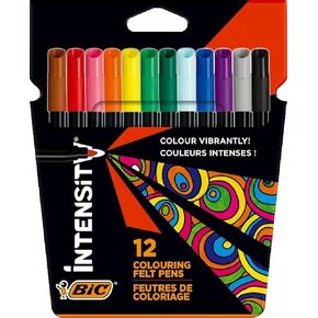 Bic Intensity Felt Tip Pens, Vibrant Colouring Pens, School Supplies for Kids or Adults, 24 Pack
