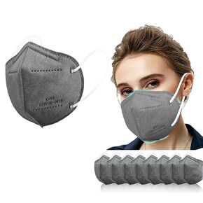 KN95 Face Mask 50 PCS,Individually Wrapped, 5 Ply Grey Disposable Face Masks for Adults Filter Efficiency 95%, Protection against PM 2.5 Smoke Particles