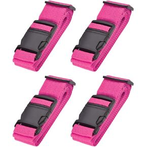 uxcell Luggage Straps Suitcase Belts with Buckle Label, 2x78 2Mx5cm Adjustable PP Travel Bag Packing Accessories, Pink 4Pcs