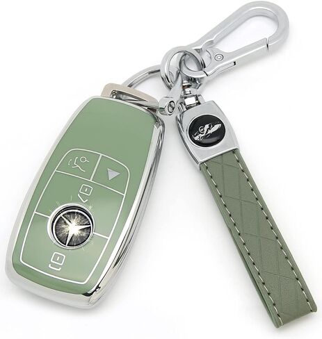 مناسب لمفاتيح مرسيدس بنز. غطاء مفاتيح TPU الناعم المتطور متوافق مع C E R S G S CLS CLK GLC ML GLE GLS SL SLR McLaren AMG Smart Remote Key (نوع B حافظة مفاتيح بيضاء + مجموعة سلسلة مفاتيح) in Kuwait