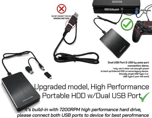 محرك الأقراص الصلبة الخارجي المحمول للألعاب Avolusion Z1-S USB 3.0 - أبيض (لجهاز PS5، مُهيأ مسبقًا) - ضمان لمدة عامين (2 تيرابايت) in Kuwait