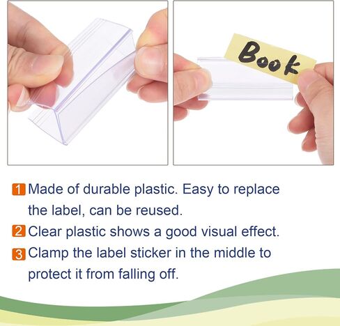 MECCANIXITY Label Holder 80x28mm Clip on Shelf Clear Blue Plastic for Wire Shelving, Pack of 20 in Saudi Arabia