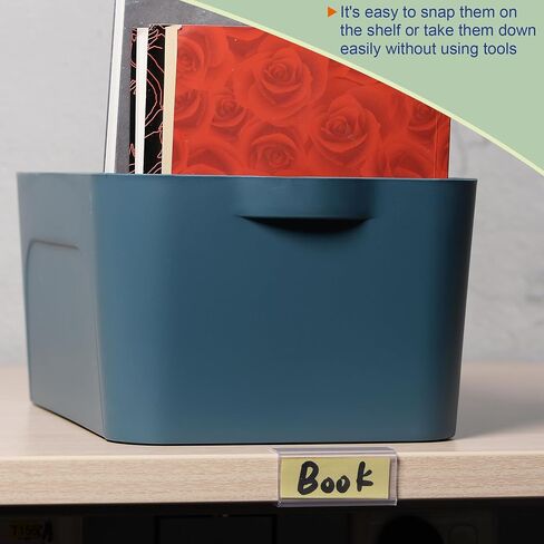 MECCANIXITY Label Holder 80x28mm Clip on Shelf Clear Blue Plastic for Wire Shelving, Pack of 20 in Saudi Arabia
