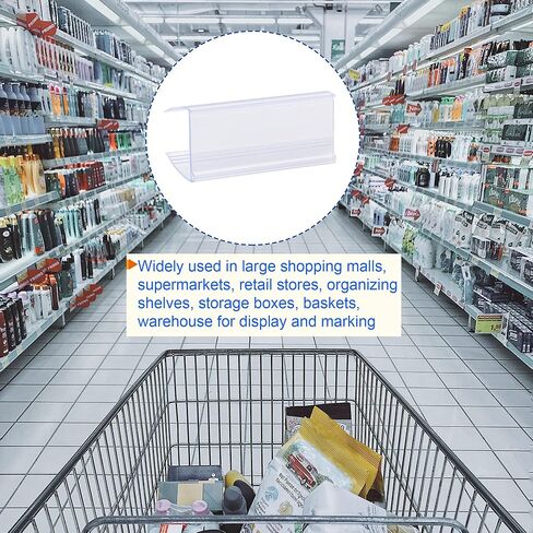 MECCANIXITY Label Holder 80x28mm Clip on Shelf Clear Blue Plastic for Wire Shelving, Pack of 20 in Saudi Arabia