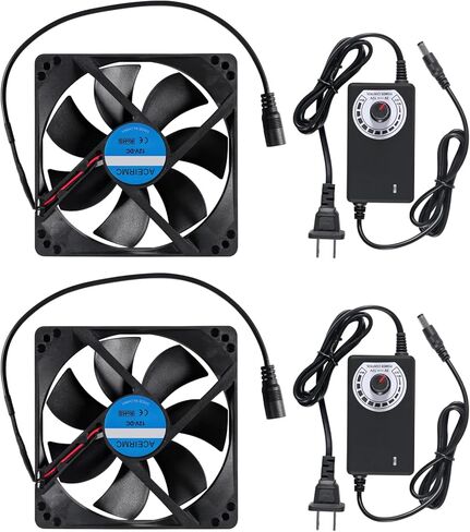 2pcs Blower Cooling Fan 120x25mm 110V 220V AC Powered Cooling Fan Dual-Ball Bearings 3 to 12V Speed Controller Fan for Receiver DVR Compatible with PlayStation Xbox Component in Saudi Arabia