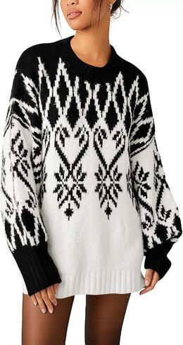 Saodimallsu Womens 2024 Fall Tunic Sweaters Trendy Chunky Knit Crew Neck Long Sleeve Oversized Pullover Sweaters in Saudi Arabia