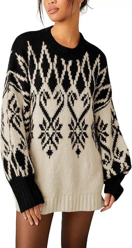 Saodimallsu Womens 2024 Fall Tunic Sweaters Trendy Chunky Knit Crew Neck Long Sleeve Oversized Pullover Sweaters in Saudi Arabia