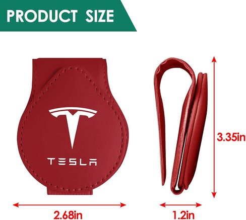 حامل نظارات شمسية متوافق مع Tesla Model Y 3 X S Cybertruck جلد مغناطيسي حامل حامل نظارات شمسية مشبك قناع حامل نظارات شمسية إكسسوارات هدايا للمالكين (أسود) in Kuwait