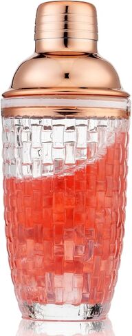 Glass Cocktail Shaker Set - Glass Shaker for Cocktails, Drink Shakers Cocktail and Cocktail Shakers, Glass Shaker Set for Bars, Whiskey, Cocktails (Gold, 13 oz) in Saudi Arabia