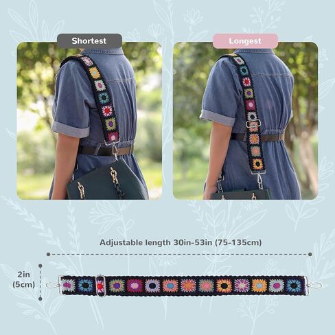 Crochet Purse Strap,Floral Purse Straps Replacement for Crossbody Messenger Travel Defful Bags(Silver Hardware) in Saudi Arabia