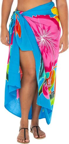 SHU-SHI Womens Plus Size Sarong Hibiscus Floral Pareo Cover Up Bathing suit Women Flower Beach Wrap Long Pool Resort Skirt in Saudi Arabia