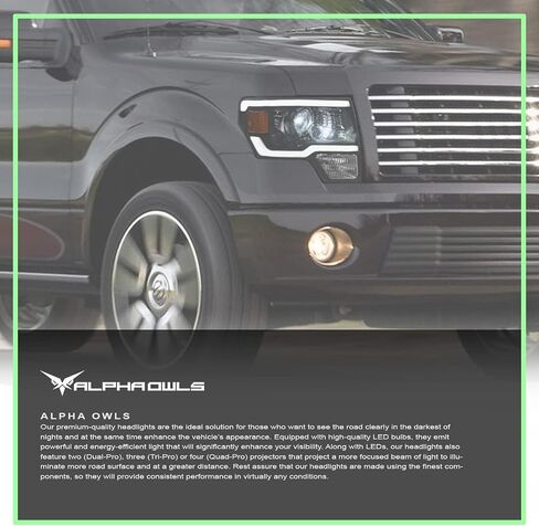 Alpha Owls 8711521 Projector Headlights With Switchback Sequential LED Bar & Startup Light - Chrome Amber Fits 2009-2014 Ford F150 Halogen Models in Saudi Arabia