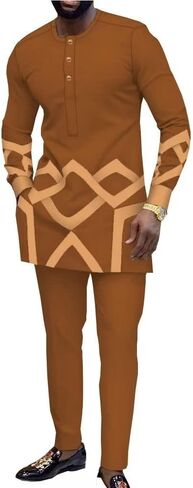 الملابس الأفريقية للرجال مجموعات Dashiki ملابس سليم صالح كم طويل الملابس الأفريقية ملابس رياضية الأفريقية غير رسمية in Kuwait