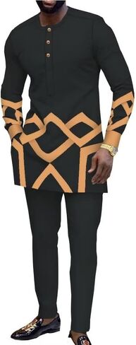 الملابس الأفريقية للرجال مجموعات Dashiki ملابس سليم صالح كم طويل الملابس الأفريقية ملابس رياضية الأفريقية غير رسمية in Kuwait