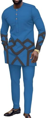 الملابس الأفريقية للرجال مجموعات Dashiki ملابس سليم صالح كم طويل الملابس الأفريقية ملابس رياضية الأفريقية غير رسمية in Kuwait