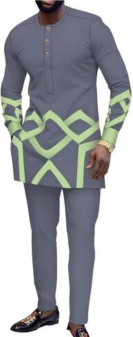 الملابس الأفريقية للرجال مجموعات Dashiki ملابس سليم صالح كم طويل الملابس الأفريقية ملابس رياضية الأفريقية غير رسمية in Kuwait