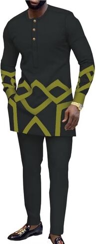 الملابس الأفريقية للرجال مجموعات Dashiki ملابس سليم صالح كم طويل الملابس الأفريقية ملابس رياضية الأفريقية غير رسمية in Kuwait